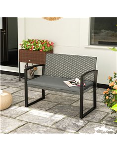 Outsunny Two-Seater Rattan Garden Bench - Grey/Black 2