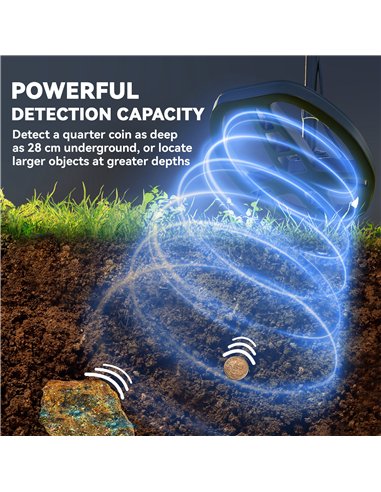 Outsunny Metal Detector for Adults and Beginners, Gold Detector with Higher Accuracy IP68 Waterproof Coil, 5 Professional Modes 