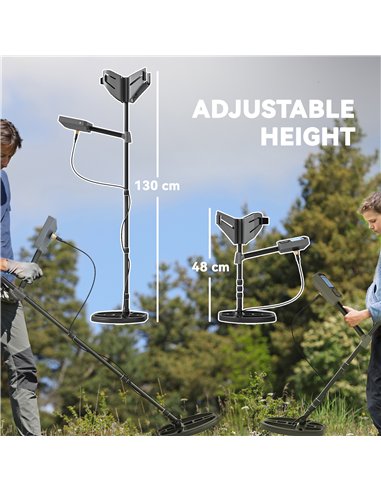 Outsunny Metal Detector for Adults and Beginners, Gold Detector with Higher Accuracy IP68 Waterproof Coil, 5 Professional Modes 