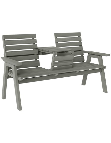 Outsunny Fir Wood Convertible 2 to 3 Seater Outdoor Garden Bench Grey - pic 131448 | FastDaddyshop