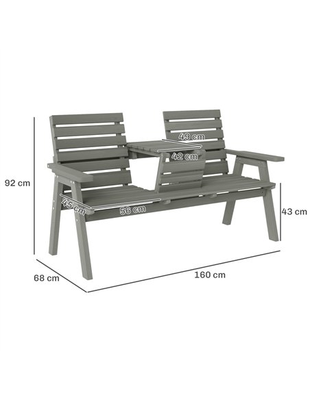 Outsunny Fir Wood Convertible 2 to 3 Seater Outdoor Garden Bench Grey - pic 131450 | FastDaddyshop