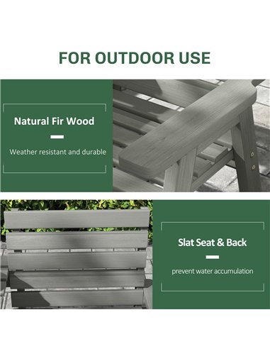 Outsunny Fir Wood Convertible 2 to 3 Seater Outdoor Garden Bench Grey