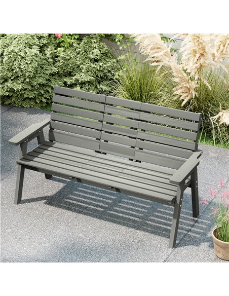 Outsunny Fir Wood Convertible 2 to 3 Seater Outdoor Garden Bench Grey - pic 131454 | FastDaddyshop