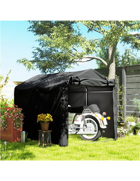 Outsunny 2.2 x 1.6 m Garden Storage Tent, Waterproof Anti-UV Bike Tent with Roll-up Zipper Door, Galvanised Outdoor Storage Shel - pic 131458 | FastDaddyshop