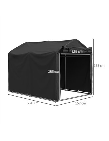 Outsunny 2.2 x 1.6 m Garden Storage Tent, Waterproof Anti-UV Bike Tent with Roll-up Zipper Door, Galvanised Outdoor Storage Shel