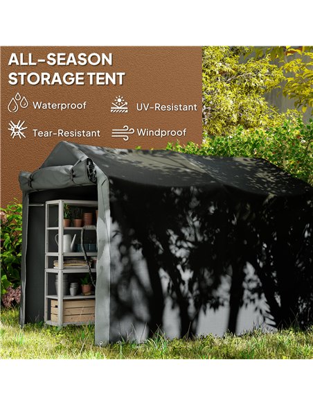 Outsunny 2.2 x 1.6 m Garden Storage Tent, Waterproof Anti-UV Bike Tent with Roll-up Zipper Door, Galvanised Outdoor Storage Shel - pic 131460 | FastDaddyshop