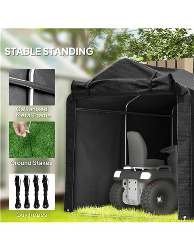 Outsunny 2.2 x 1.6 m Garden Storage Tent, Waterproof Anti-UV Bike Tent with Roll-up Zipper Door, Galvanised Outdoor Storage Shel