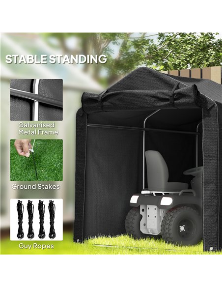 Outsunny 2.2 x 1.6 m Garden Storage Tent, Waterproof Anti-UV Bike Tent with Roll-up Zipper Door, Galvanised Outdoor Storage Shel - pic 131461 | FastDaddyshop