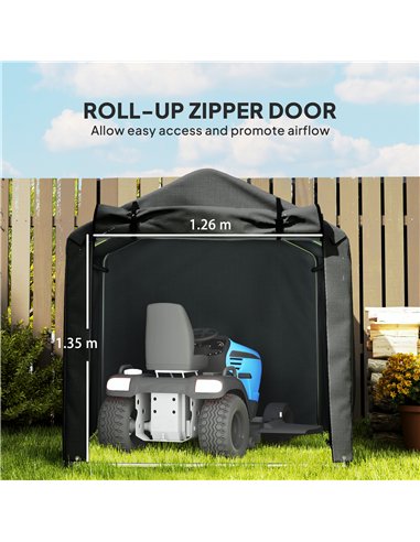 Outsunny 2.2 x 1.6 m Garden Storage Tent, Waterproof Anti-UV Bike Tent with Roll-up Zipper Door, Galvanised Outdoor Storage Shel