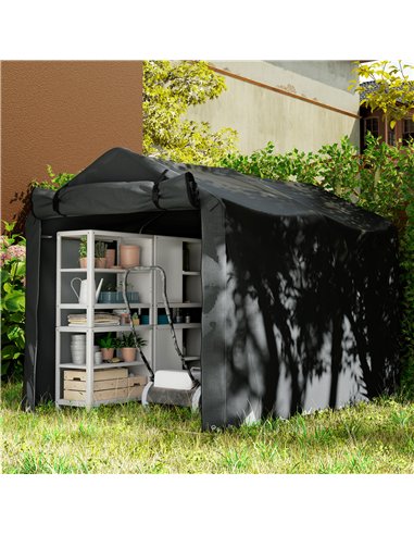 Outsunny 2.2 x 1.6 m Garden Storage Tent, Waterproof Anti-UV Bike Tent with Roll-up Zipper Door, Galvanised Outdoor Storage Shel