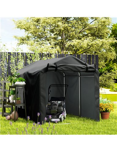 Outsunny 2.2 x 1.6 m Garden Storage Tent, Waterproof Anti-UV Bike Tent with Roll-up Zipper Door, Galvanised Outdoor Storage Shel