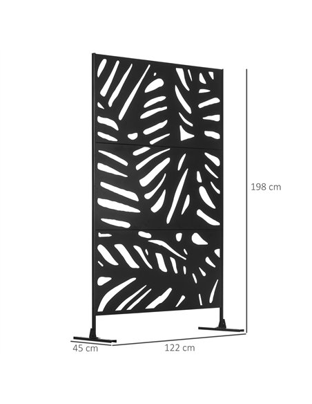 Outsunny Decorative Privacy Screen with Stand, 6.5FT Freestanding Metal Outdoor Divider, Decorative Privacy Panel with Expansion - pic 131468 | FastDaddyshop
