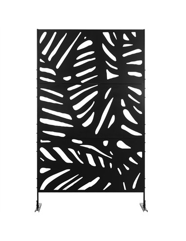 Outsunny Decorative Privacy Screen with Stand, 6.5FT Freestanding Metal Outdoor Divider, Decorative Privacy Panel with Expansion