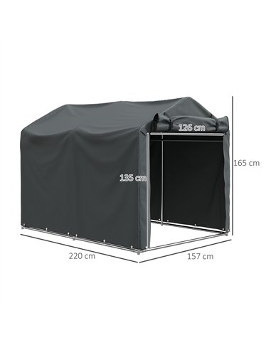 Outsunny 2.2 x 1.6 m Garden Storage Tent, Waterproof Anti-UV Bike Tent with Roll-up Zipper Door, Galvanised Outdoor Storage Shel