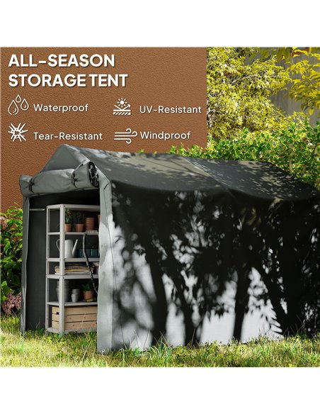 Outsunny 2.2 x 1.6 m Garden Storage Tent, Waterproof Anti-UV Bike Tent with Roll-up Zipper Door, Galvanised Outdoor Storage Shel - pic 131487 | FastDaddyshop