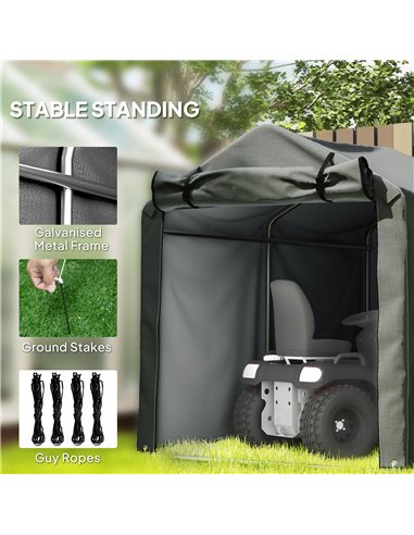 Outsunny 2.2 x 1.6 m Garden Storage Tent, Waterproof Anti-UV Bike Tent with Roll-up Zipper Door, Galvanised Outdoor Storage Shel