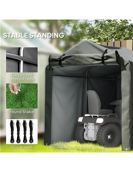 Outsunny 2.2 x 1.6 m Garden Storage Tent, Waterproof Anti-UV Bike Tent with Roll-up Zipper Door, Galvanised Outdoor Storage Shel - pic 131488 | FastDaddyshop
