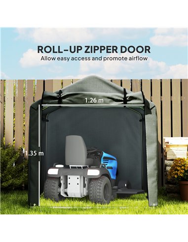 Outsunny 2.2 x 1.6 m Garden Storage Tent, Waterproof Anti-UV Bike Tent with Roll-up Zipper Door, Galvanised Outdoor Storage Shel