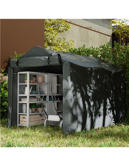 Outsunny 2.2 x 1.6 m Garden Storage Tent, Waterproof Anti-UV Bike Tent with Roll-up Zipper Door, Galvanised Outdoor Storage Shel - pic 131490 | FastDaddyshop