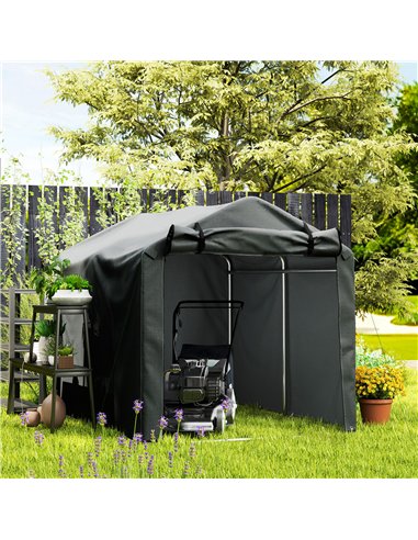 Outsunny 2.2 x 1.6 m Garden Storage Tent, Waterproof Anti-UV Bike Tent with Roll-up Zipper Door, Galvanised Outdoor Storage Shel