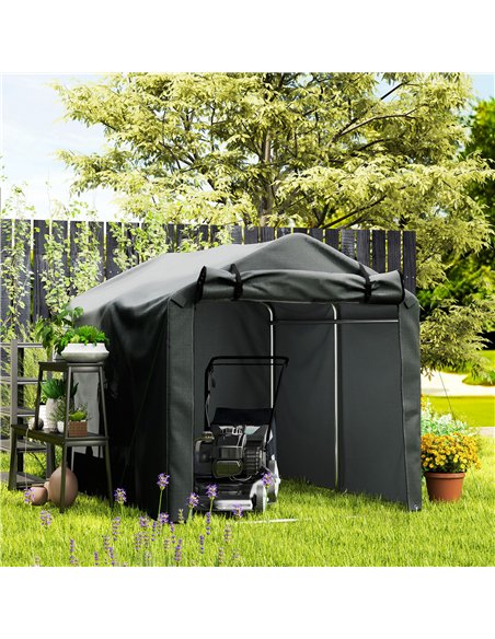 Outsunny 2.2 x 1.6 m Garden Storage Tent, Waterproof Anti-UV Bike Tent with Roll-up Zipper Door, Galvanised Outdoor Storage Shel - pic 131492 | FastDaddyshop