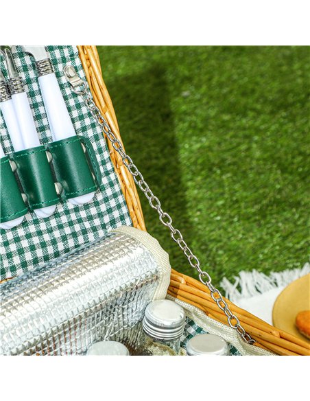Outsunny Wicker Picnic Basket for 2 Person with Cooler Compartment, Picnic Hamper with Cutlery Service Kits and Carry Handle for - pic 131509 | FastDaddyshop