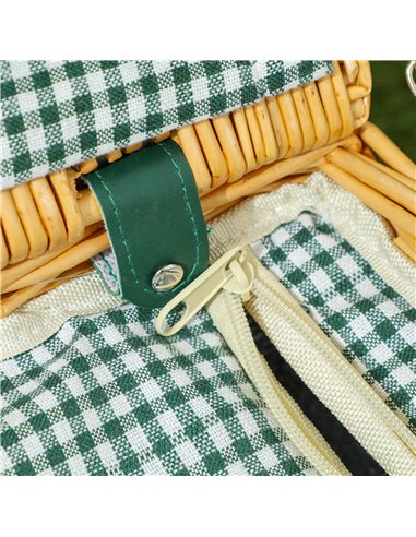 Outsunny Wicker Picnic Basket for 2 Person with Cooler Compartment, Picnic Hamper with Cutlery Service Kits and Carry Handle for