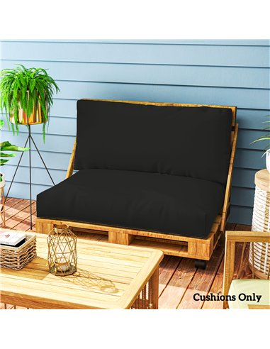 Outsunny 2 Seater Pallet Furniture Cushions Pallet Cushions, UPF20+ 220gsm Fabric, 20 cm Thick Outdoor Seat Pads, Black