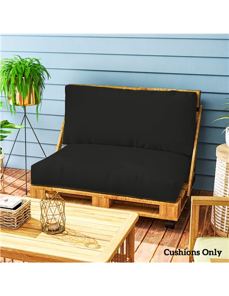 Outsunny 2 Seater Pallet Furniture Cushions Pallet Cushions, UPF20+ 220gsm Fabric, 20 cm Thick Outdoor Seat Pads, Black - pic 131512 | FastDaddyshop