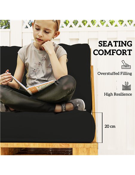 Outsunny 2 Seater Pallet Furniture Cushions Pallet Cushions, UPF20+ 220gsm Fabric, 20 cm Thick Outdoor Seat Pads, Black - pic 131514 | FastDaddyshop
