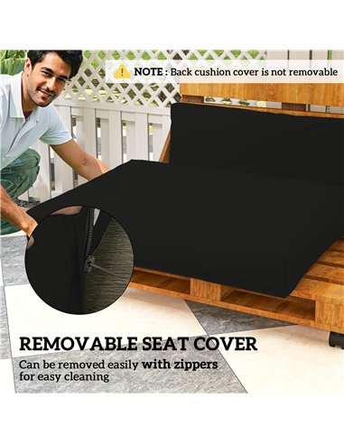 Outsunny 2 Seater Pallet Furniture Cushions Pallet Cushions, UPF20+ 220gsm Fabric, 20 cm Thick Outdoor Seat Pads, Black