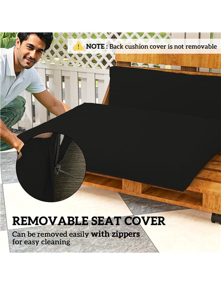 Outsunny 2 Seater Pallet Furniture Cushions Pallet Cushions, UPF20+ 220gsm Fabric, 20 cm Thick Outdoor Seat Pads, Black - pic 131516 | FastDaddyshop