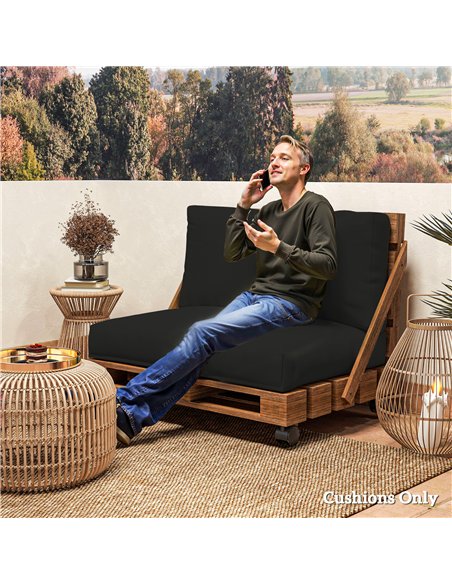 Outsunny 2 Seater Pallet Furniture Cushions Pallet Cushions, UPF20+ 220gsm Fabric, 20 cm Thick Outdoor Seat Pads, Black - pic 131517 | FastDaddyshop