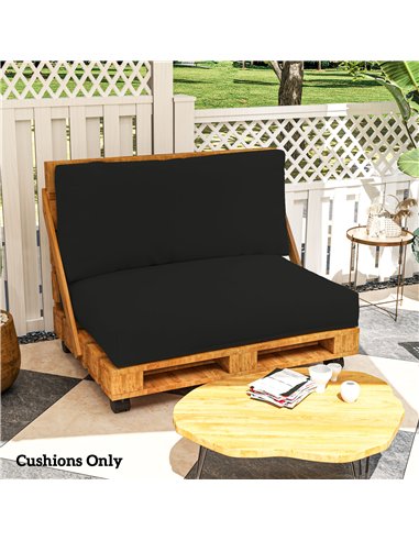 Outsunny 2 Seater Pallet Furniture Cushions Pallet Cushions, UPF20+ 220gsm Fabric, 20 cm Thick Outdoor Seat Pads, Black