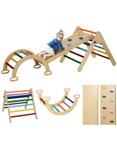 AIYAPLAY 5-in-1 Toddler Climbing Frame with Ramp, Arch, for 18-48 Months, Multicoloured