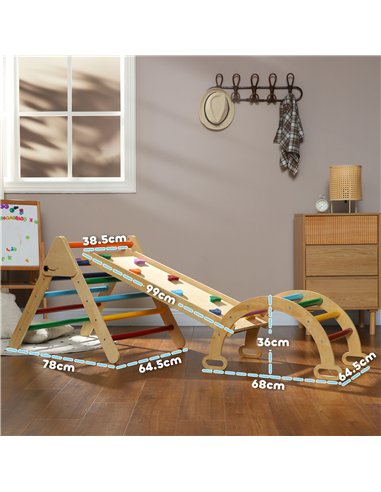 AIYAPLAY 5-in-1 Toddler Climbing Frame with Ramp, Arch, for 18-48 Months, Multicoloured