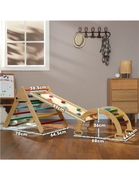 AIYAPLAY 5-in-1 Toddler Climbing Frame with Ramp, Arch, for 18-48 Months, Multicoloured - pic 131531 | FastDaddyshop