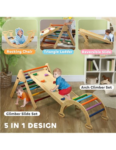 AIYAPLAY 5-in-1 Toddler Climbing Frame with Ramp, Arch, for 18-48 Months, Multicoloured