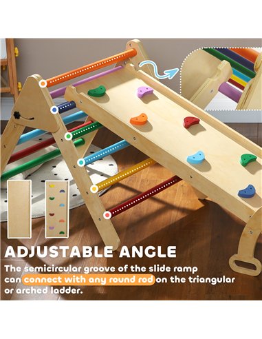 AIYAPLAY 5-in-1 Toddler Climbing Frame with Ramp, Arch, for 18-48 Months, Multicoloured