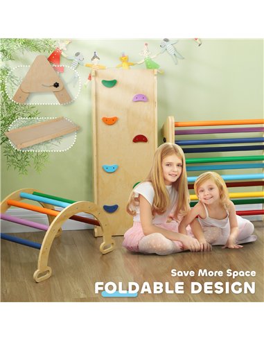 AIYAPLAY 5-in-1 Toddler Climbing Frame with Ramp, Arch, for 18-48 Months, Multicoloured