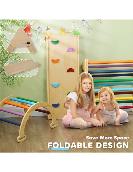 AIYAPLAY 5-in-1 Toddler Climbing Frame with Ramp, Arch, for 18-48 Months, Multicoloured - pic 131535 | FastDaddyshop
