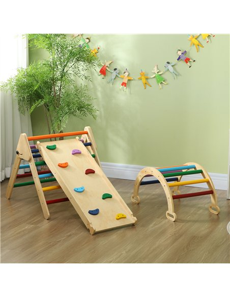 AIYAPLAY 5-in-1 Toddler Climbing Frame with Ramp, Arch, for 18-48 Months, Multicoloured - pic 131537 | FastDaddyshop