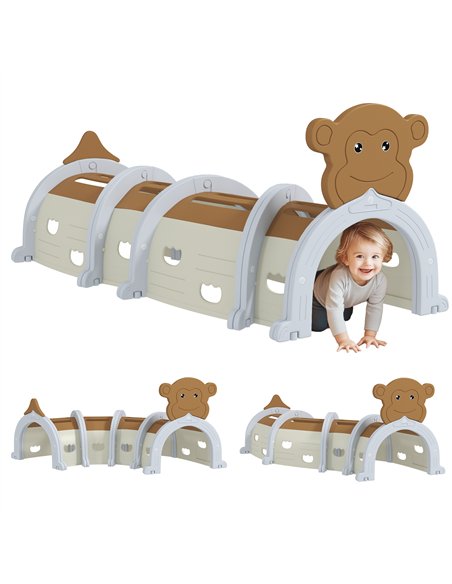 AIYAPLAY Monkey Design Kids Play Tunnel for Crawl and Climb, for 3-6 Years, Brown - pic 131547 | FastDaddyshop