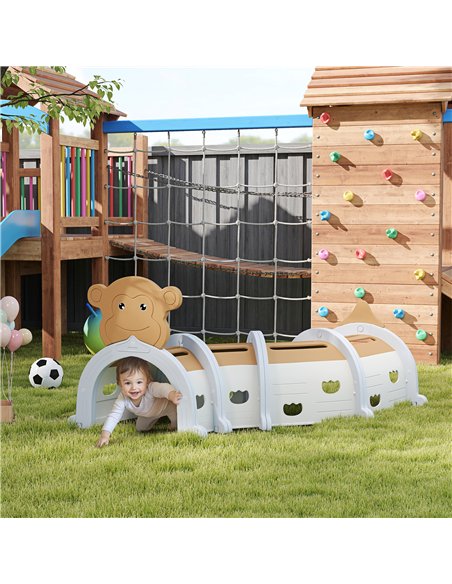 AIYAPLAY Monkey Design Kids Play Tunnel for Crawl and Climb, for 3-6 Years, Brown - pic 131548 | FastDaddyshop
