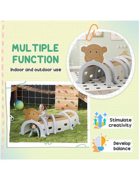 AIYAPLAY Monkey Design Kids Play Tunnel for Crawl and Climb, for 3-6 Years, Brown - pic 131550 | FastDaddyshop