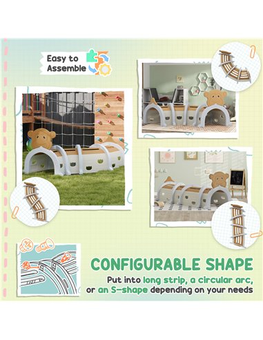 AIYAPLAY Monkey Design Kids Play Tunnel for Crawl and Climb, for 3-6 Years, Brown