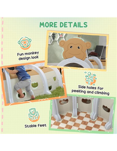 AIYAPLAY Monkey Design Kids Play Tunnel for Crawl and Climb, for 3-6 Years, Brown - pic 131553 | FastDaddyshop