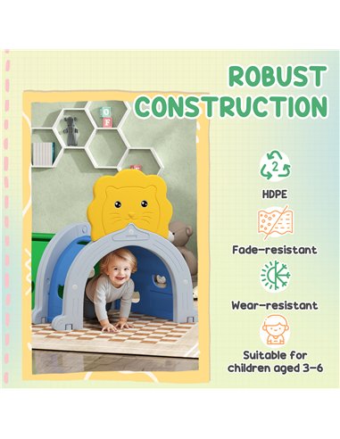 AIYAPLAY Kids Play Tunnel for 3-6 Years Crawl and Climb, Lion Design, Indoor & Outdoor