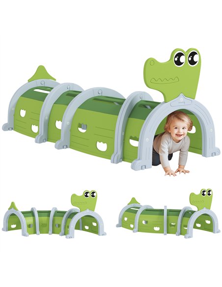AIYAPLAY Crocodile Design Kids Play Tunnel for Ages 3-6 Crawl and Climb - pic 131565 | FastDaddyshop