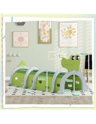 AIYAPLAY Crocodile Design Kids Play Tunnel for Ages 3-6 Crawl and Climb